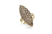 Lot 387 - DIAMOND DRESS RING of marquise form, set with...