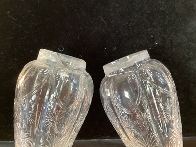 Lot 1233 - PAIR OF VICTORIAN SILVER MOUNTED CUT GLASS VASES