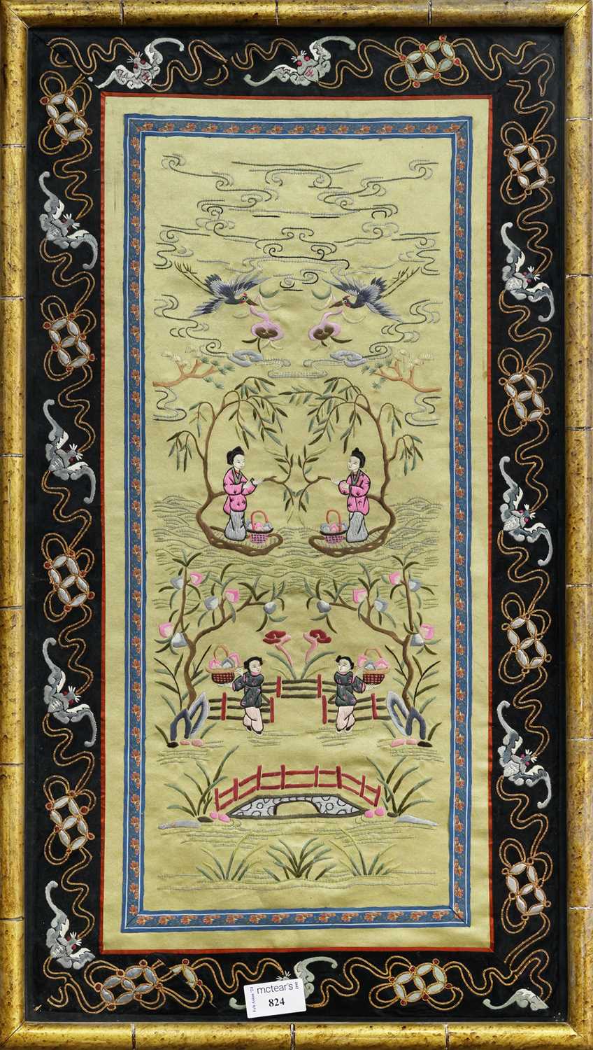 Lot 333 - CHINESE SILK EMBROIDERY