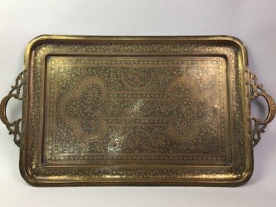 Lot 277 - BURMESE BRASS TWO HANDLED TRAY