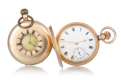 Lot 856 - TWO GOLD PLATED POCKET WATCHES