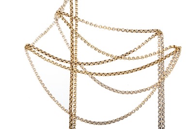 Lot 523 - NINE CARAT GOLD GUARD CHAIN