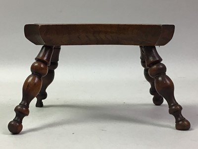 Lot 242 - VICTORIAN APPRENTICE CARVED FRUITWOOD MINIATURE STOOL