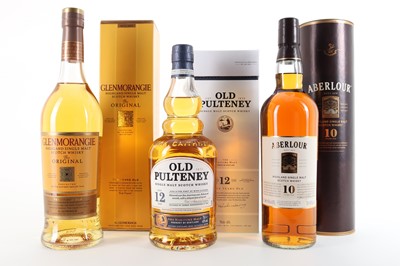 Lot 301 - OLD PULTENEY 12 YEAR OLD, ABERLOUR 10 YEAR OLD AND GLENMORANGIE 10 YEAR OLD