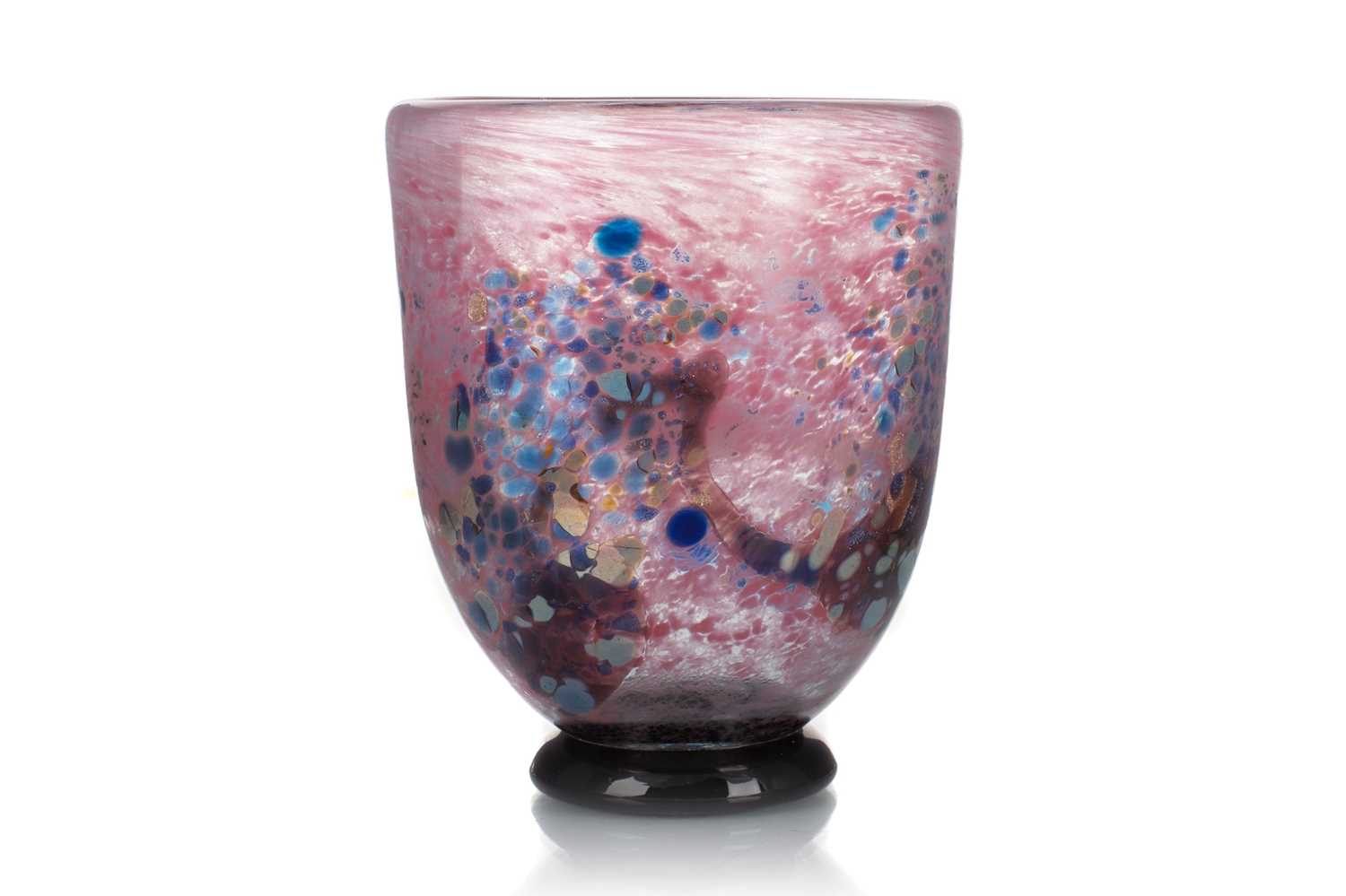 Vase en pâte de verre pailletée signé Robert Pierini Biot 1989 ancien XXe 26,5cm Vase en pâte de verre pailletée signé Robert Pierini Biot 1989 ancien XXe 26,5cm