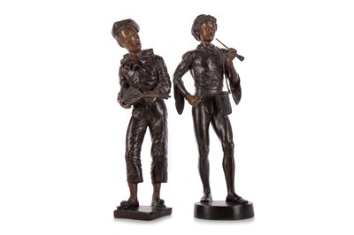 Lot 1394 - TWO FRENCH BRONZE PIERROT FIGURES
