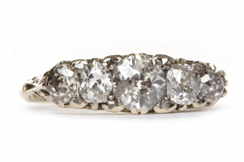 Lot 422 - DIAMOND FIVE STONE RING set with five...
