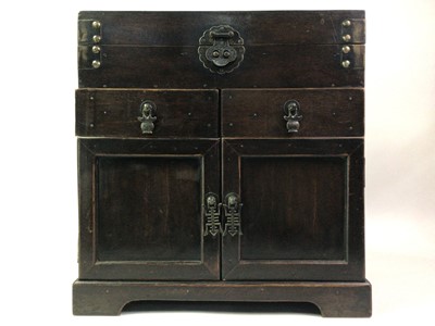 Lot 424 - SMALL CHINESE WOODEN CABINET