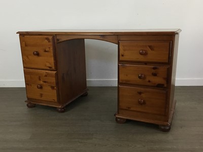 Lot 434 - PINE TWIN PEDESTAL DESK