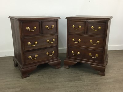 Lot 447 - PAIR OF REPRODUCTION BEDSIDE MAHOGANY CHESTS