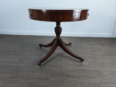 Lot 476 - REPRODUCTION MAHOGANY DRUM TABLE