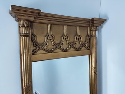 Lot 1404 - REPRODUCTION GILT MIRROR IN THE GOTHIC TASTE