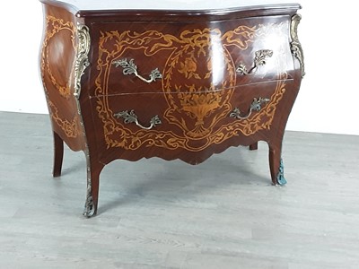 Lot 1405 - REPRODUCTION KINGWOOD AND MARQUETRY BOMBE COMMODE