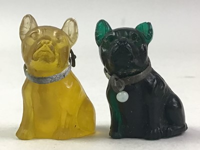 Lot 500 - PAIR OF FRENCH ART DECO MINIATURE MOULDED GLASS BULLDOGS