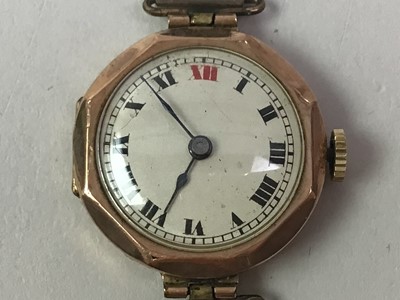 Lot 510 - NINE CARAT ROSE GOLD CASED WRIST WATCH