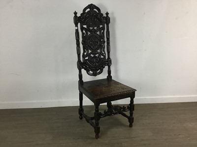 Lot 495 - STAINED OAK HALL CHAIR