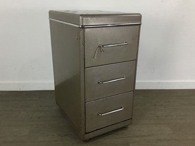 Lot 535 - ART DECO INDUSTRIAL THREE DRAWER FILING CABINET