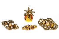 Lot 473 - TWO VICTORIAN BROOCHES each set with orange...