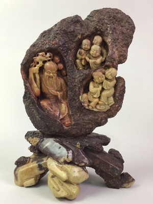 Lot 13 - CHINESE SOAPSTONE CARVING