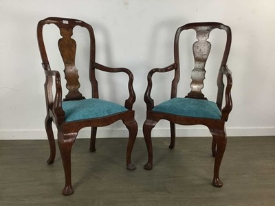 Lot 607 - SET OF FOUR WALNUT ARMCHAIRS