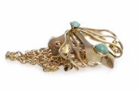 Lot 488 - TURQUOISE AND GOLD NECKLACE of openwork design,...