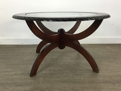 Lot 95 - MAHOGANY GLASS TOPPED COFFEE TABLE