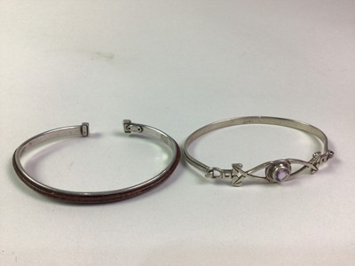 Lot 62 - GROUP OF FIVE SILVER BANGLES