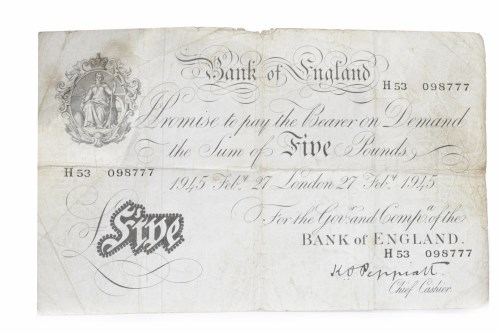 Lot 501 - BANK OF ENGLAND £5 FIVE POUNDS NOTE DATED 27TH...