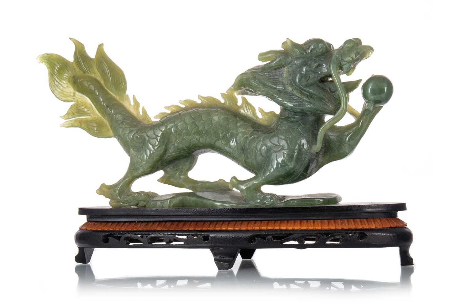 Lot 1264 - CHINESE JADE CARVING OF A DRAGON