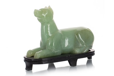 Lot 849 - CHINESE JADE FIGURE OF A RECUMBENT DOG