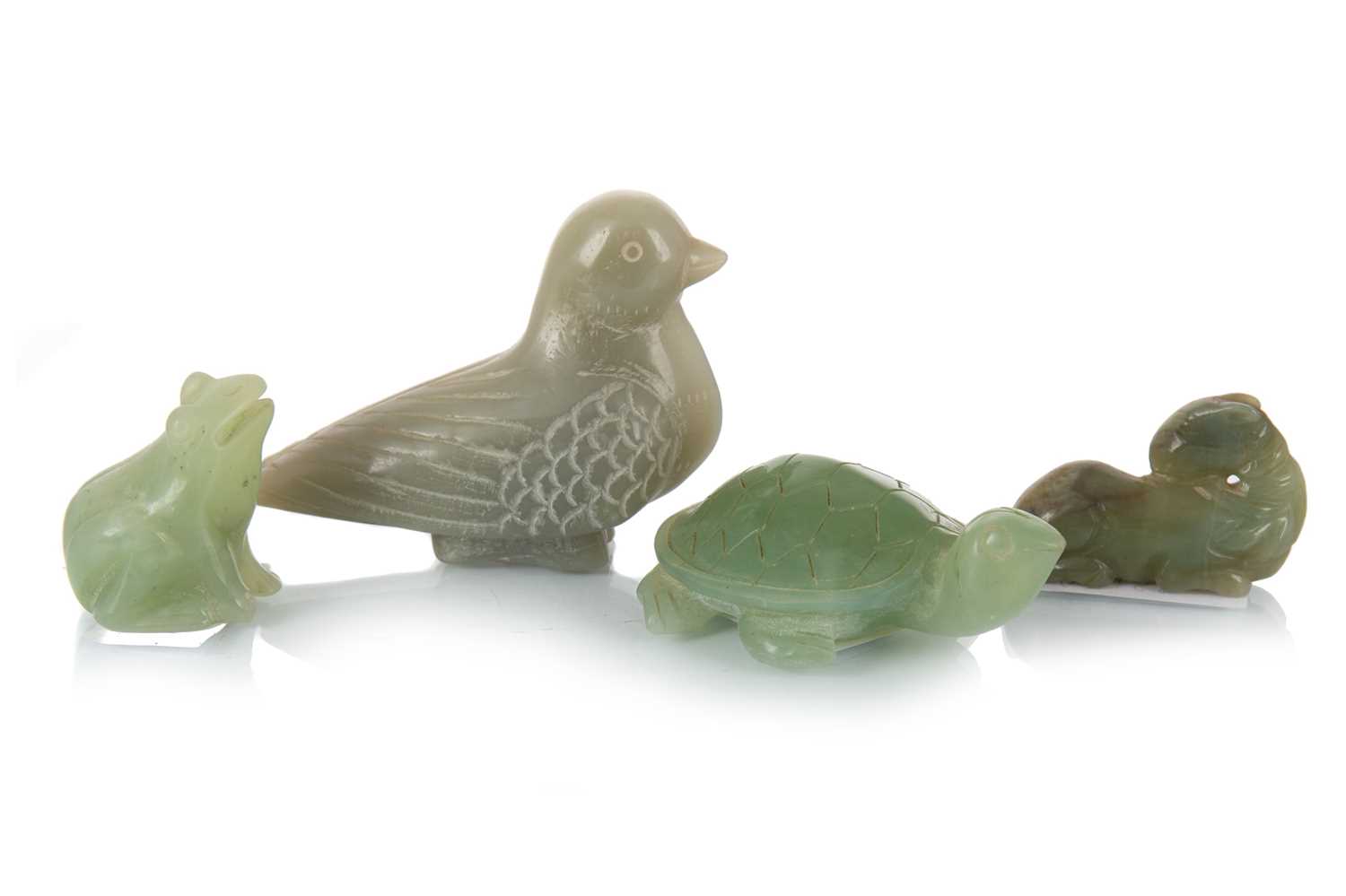 Lot 851 - FOUR SMALL JADE ANIMAL CARVINGS