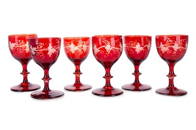 Lot 1414 - SET OF SIX 19TH CENTURY BAVARIAN WINE GLASSES