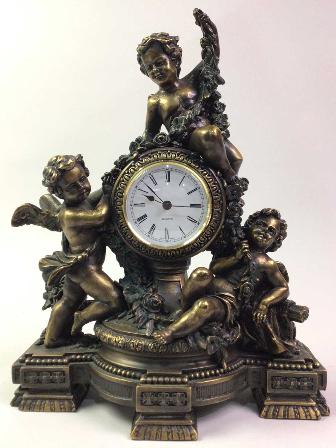 Lot 258 - REPRODUCTION GILT RESIN MANTEL CLOCK