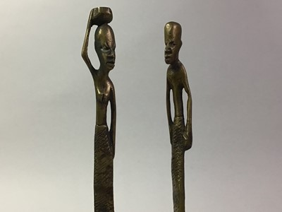 Lot 211 - PAIR OF AFRICAN BRONZE FIGURES