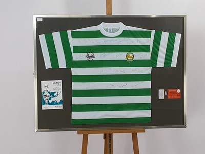 Lot 1758 - LISBON LIONS INTEREST, SIGNED SHIRT AND RARE UNUSED TICKET DISPLAY
