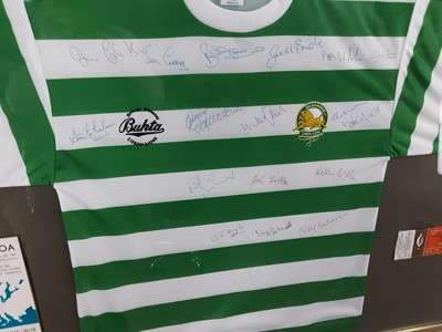 Lot 1758 - LISBON LIONS INTEREST, SIGNED SHIRT AND RARE UNUSED TICKET DISPLAY
