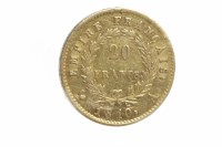 Lot 520 - GOLD 20 FRANCS COIN DATED 1810 6.4g