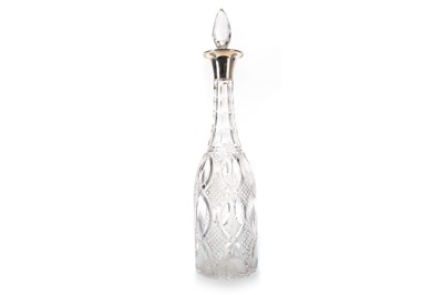 Lot 1267 - GEORGE V SILVER AND GLASS DECANTER