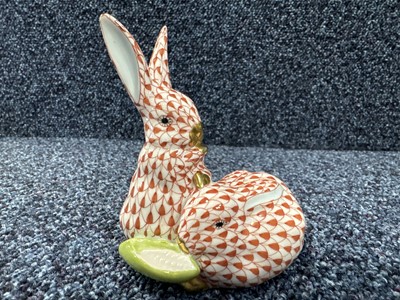 Lot 1419 - HEREND GROUP OF TWO RABBITS AND OTHERS