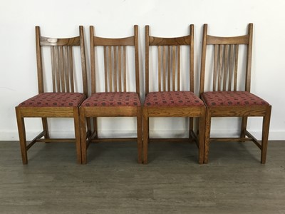 Lot 48 - SET OF EIGHT ARTS & CRAFTS OAK DINING CHAIRS
