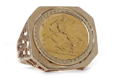 Lot 535 - GOLD HALF SOVEREIGN DATED 1982 mounted in a...