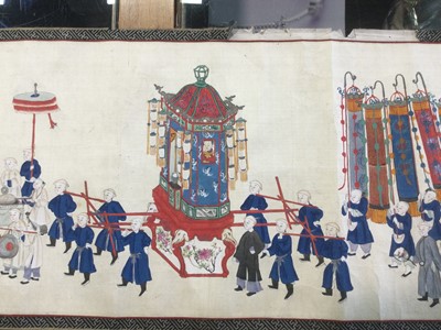 Lot 860 - LARGE CHINESE SCROLL PAINTING