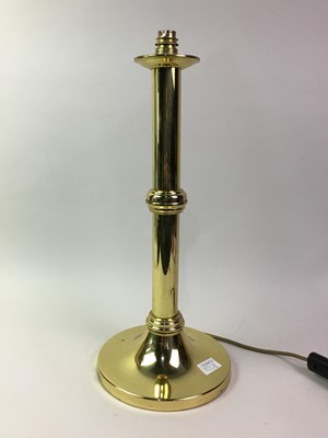 Lot 317 - GROUP OF THREE BRASS TABLE LAMPS