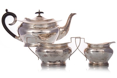 Lot 1279 - GEORGE V SILVER THREE PIECE TEA SERVICE