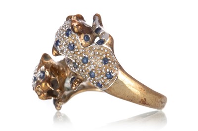 Lot 559 - SAPPHIRE AND DIAMOND PANTHER RING