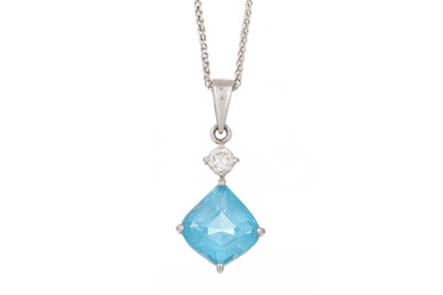 Lot 582 - TOPAZ AND DIAMOND PENDANT