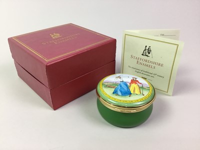 Lot 434 - TWO STAFFORDSHIRE ENAMEL TRINKET BOXES