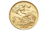 Lot 569 - GOLD HALF SOVEREIGN DATED 1913
