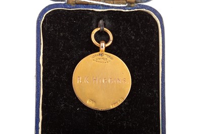 Lot 1767 - R.K. HIGGINS, GLASGOW SHIPOWNERS' FOOTBALL ASSOCIATION GOLD MEDAL