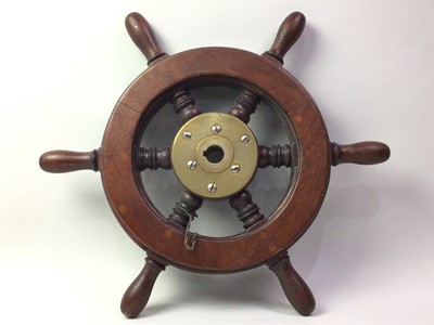 Lot 453 - OAK AND BRASS SHIP'S WHEEL